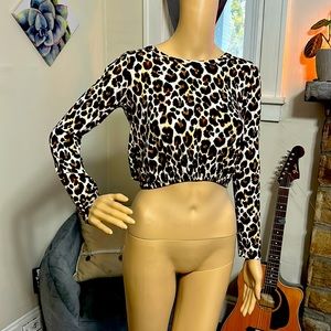 Olivia Rae Long Sleeve Leopard Crop Top